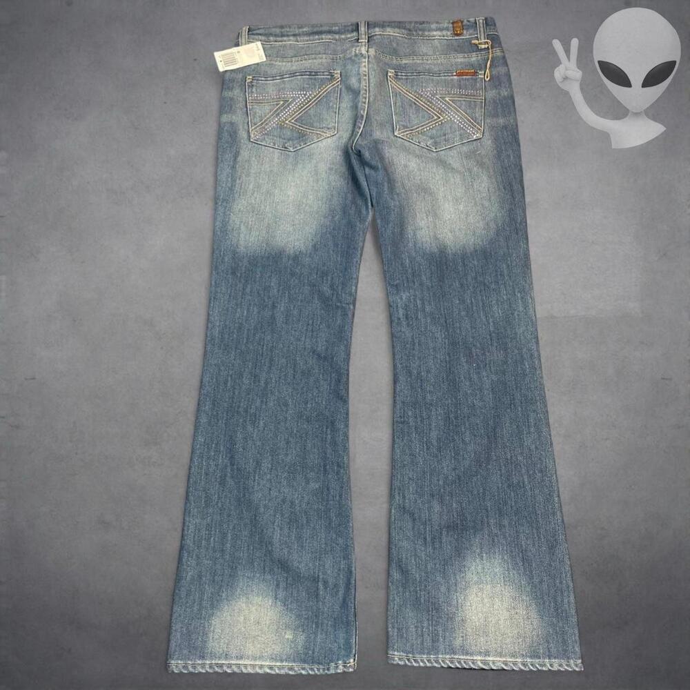 NWT 7 For All Mankind Womens 36 Flynt Crystal Z Pocket Bootcut Flare Jeans 36x32